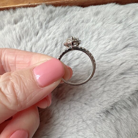 1.64ct Moissanite Heart 18k White Gold Plated Sterling Silver Ring - Picture 5 of 10